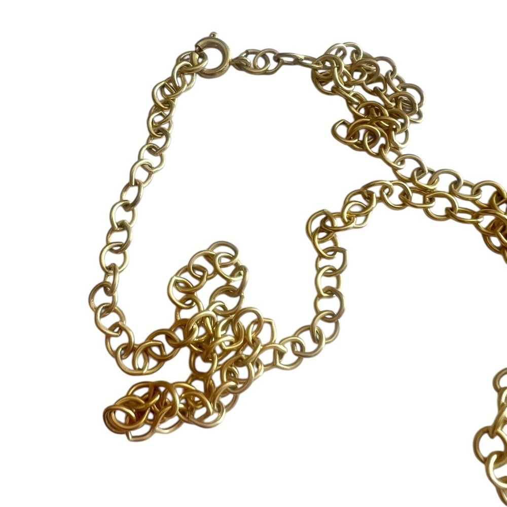 Vintage MCM Gold Tone Long Necklace Colorful Gems - Picture 5 of 6